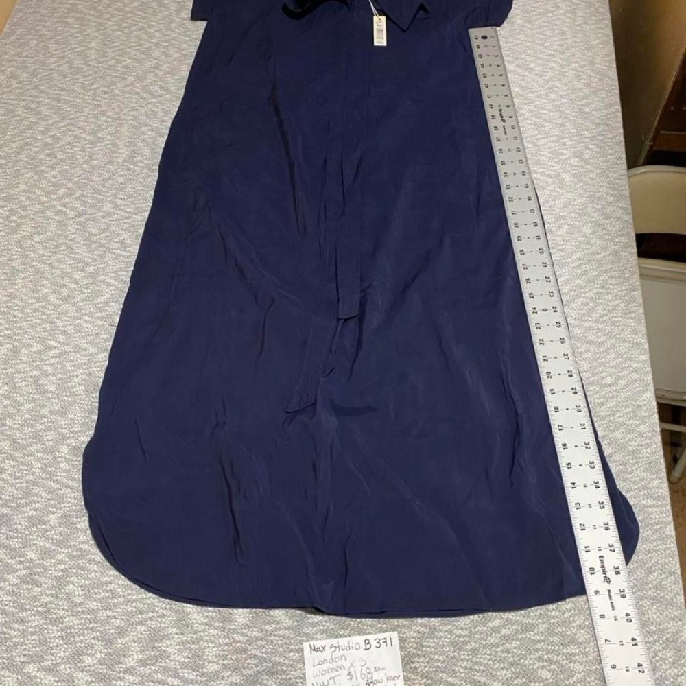Max Studio London Navy blue linen shirt dressβ short women XS. NWT $45. SKU-B371